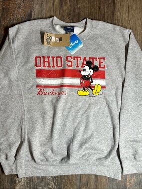 Blue 84 Gray Ohio State Buckeyes Mickey Mouse Crewneck Sweatshirt Size Small